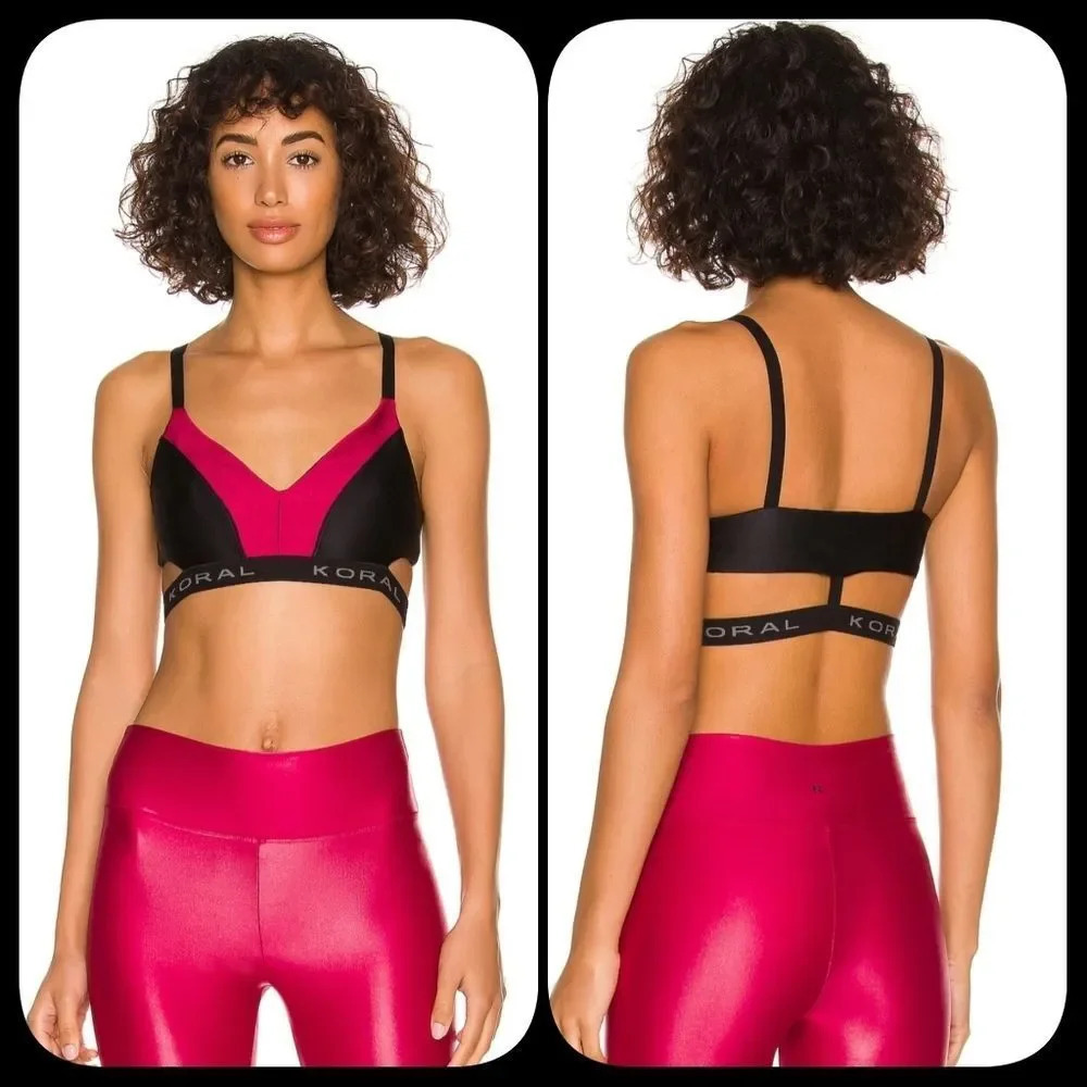 Koral Limerence Energy Sports Bra in Black & Desejo